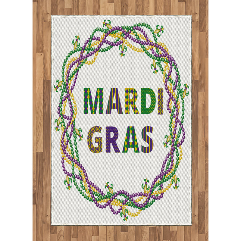 Mardi Gras High Density Long Fiber Poly Threads Decorative Area Rug Carpet, Rectangle 4' x 5'8"