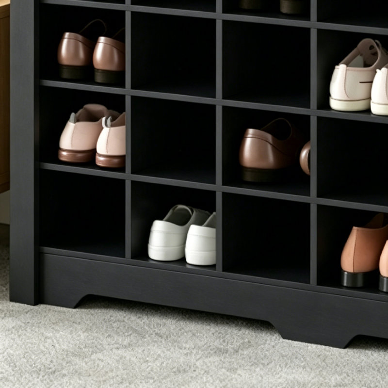Sleek Design 24 Shoe Cubby Console Modern Shoe Cabinet Versatile Sideboard With Highquality, Black
