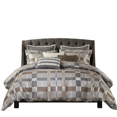 Queen Size 8 Pcs Duvet Style Comforter In Taupe, Multi - Color Geometric Pattern, Luxury Pillows, Removable Cover, And Convenient Design Featuring Comfort Centered