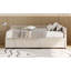 Lit plateforme simple tapissier en forme de L avec rangement et tiroirs-362239153