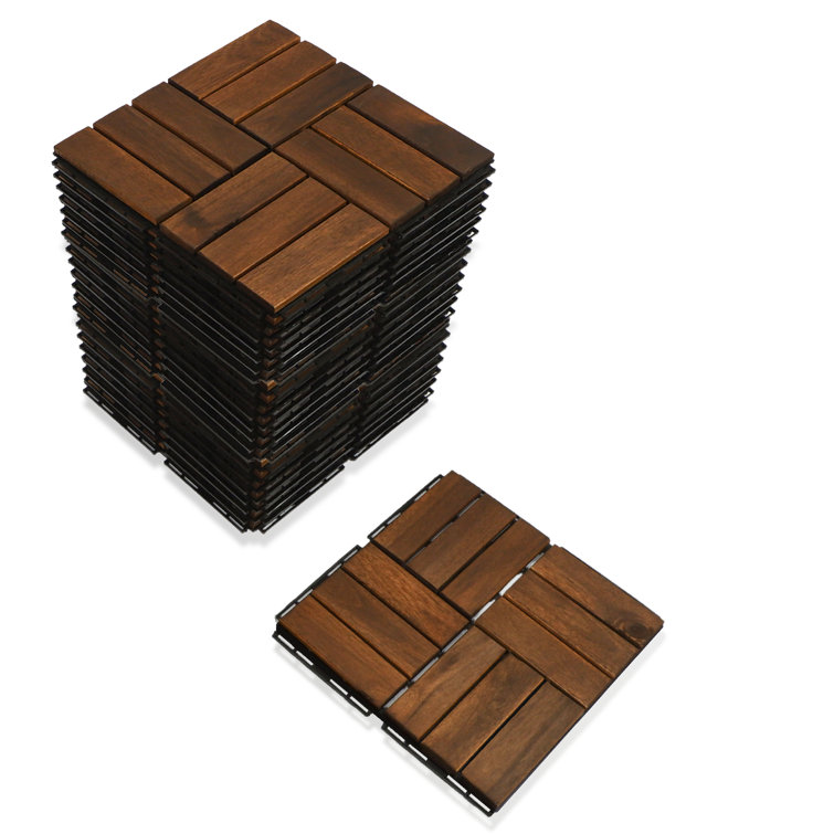 CourtyardCasualFurniture 12 x 12 Wood Interlocking Deck Tile in Teak &  Reviews