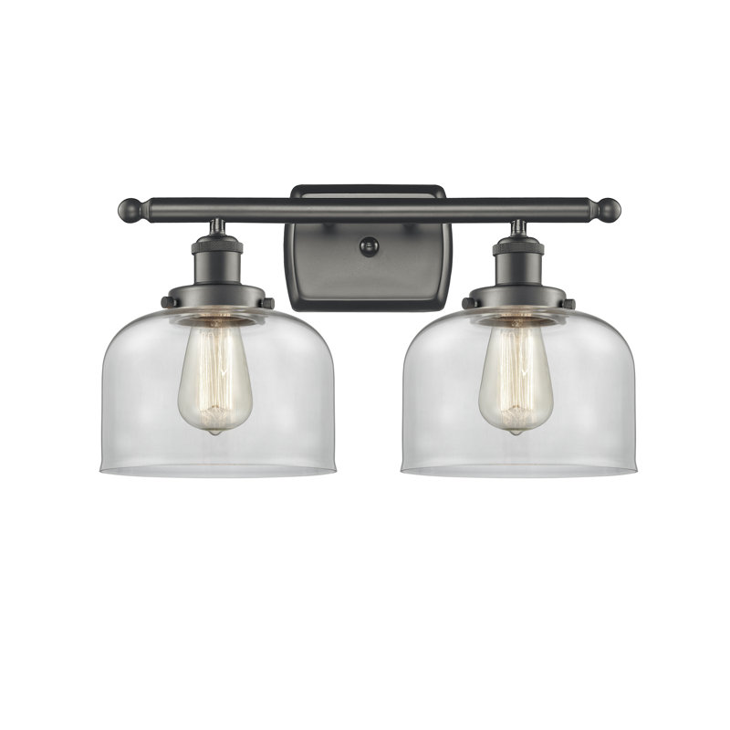 Éclairage pour meuble-lavabo de 8 po à 2 lumières Ballston Urban Bell, DEL, Clair, Bronze frotté à l'huile
