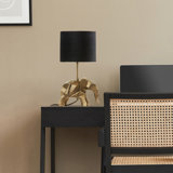 15.5''H Black Drum Shade With Novelty Elephant Base Table Lamp 