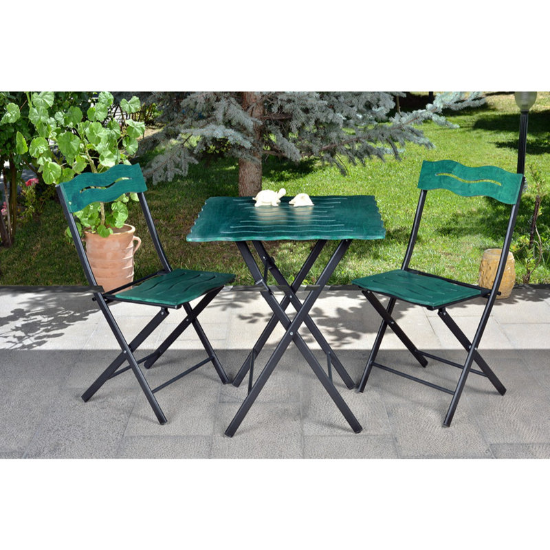 Latisa 2 - Person Patio Dining Set with Square Table, Black, Green