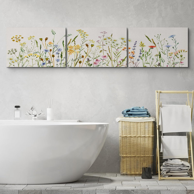 Illustration florale de fleurs sauvages pour la chambre à coucher, Toile tendue, H 24 po x l 36 po