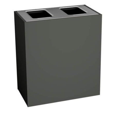 Poubelle de recyclage et de poubelle Sturdy Essentials Stratus Series de style moderne avec finition gris ardoise, double bac avec deux ouvertures complètes pour les déchets