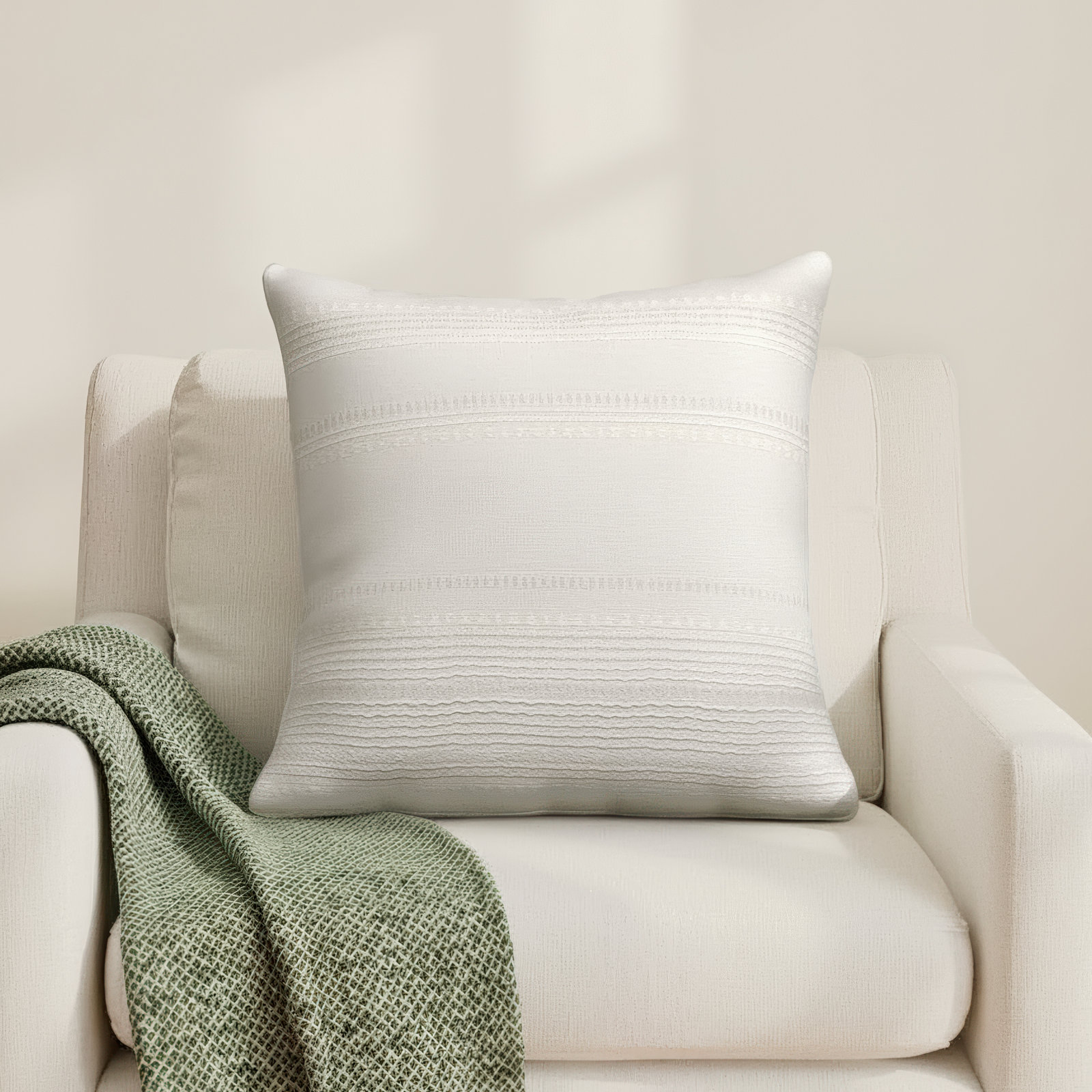 Bryson Embroidered Cotton Throw Pillow, No Fill