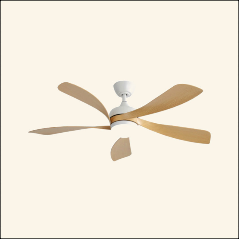Ventilateur de plafond à DEL moderne de 52 pouces avec moteur à courant continu réversible à télécommande à 3 couleurs et 5 pales ABS pour la chambre à coucher
