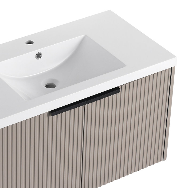 Meuble-lavabo mural 36 po avec lavabo en résine, Kaki