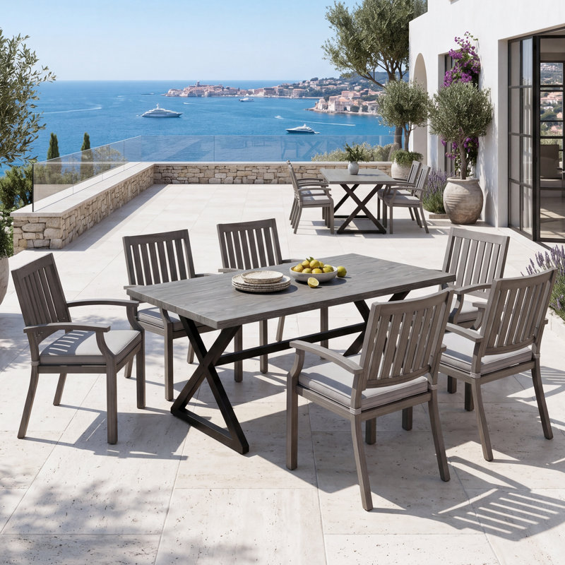 Ensemble repas d'extérieur 7 pièces avec chaises, Grey, Dark Grey