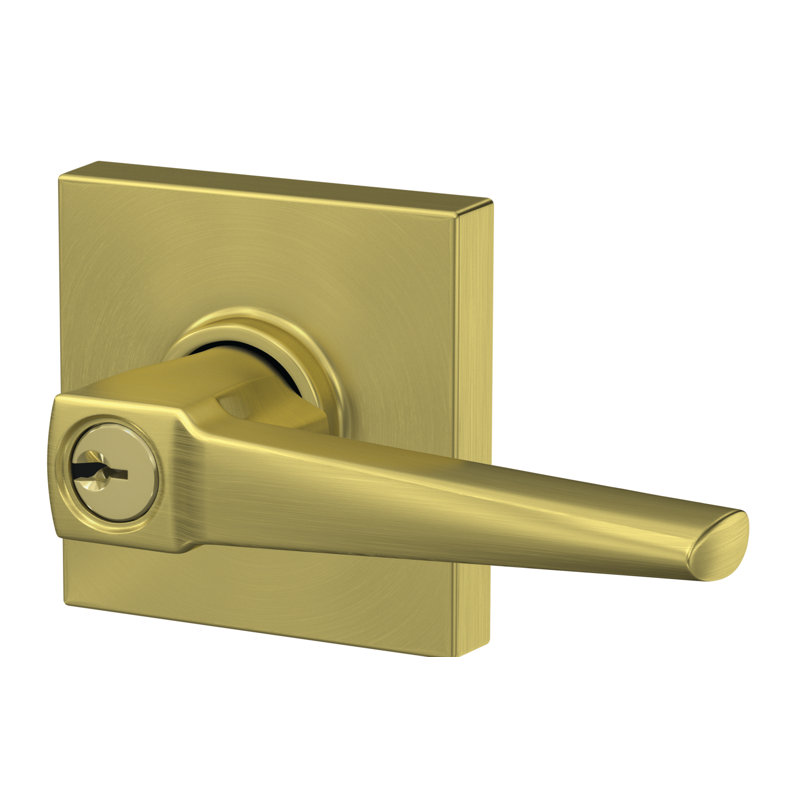 Eller Keyed Entry Lever with Collins Trim, Satin Brass, Keyed Alike, Yes