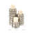 Metal Handmade Pillar Decorative Silver Candle Holder with Studs Set