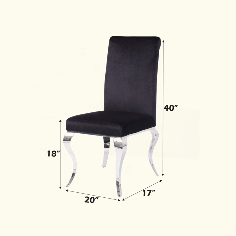 Ensemble de 2 chaises d'appoint en tissu noir et acier inoxydable Fabiola