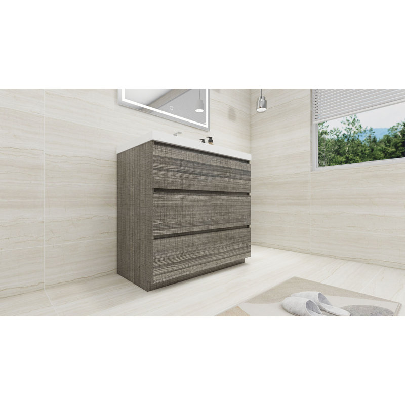Ensemble de meuble-lavabo simple 35 po Hargrave, Gris cendre très lustré