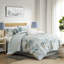 Édredon double bleu avec 6 pièces et coussin décoratif - Imprimé tropical pour un délicieux espace côtier, machine à laver lavable et fascinante-127364511