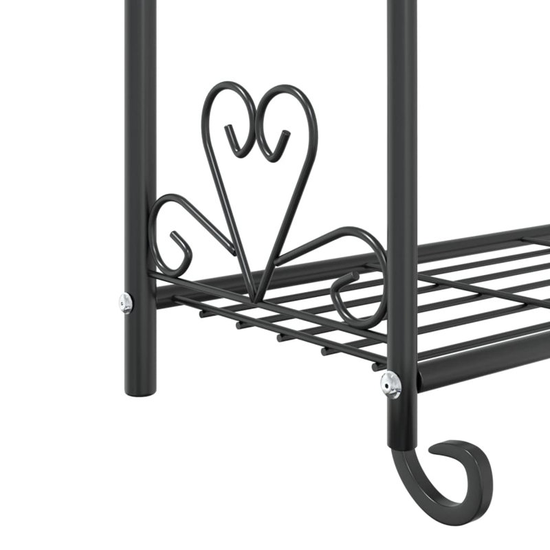 Support à fleurs noir en acier 22 po x 11,8 po x 37,8 po Vidaxl