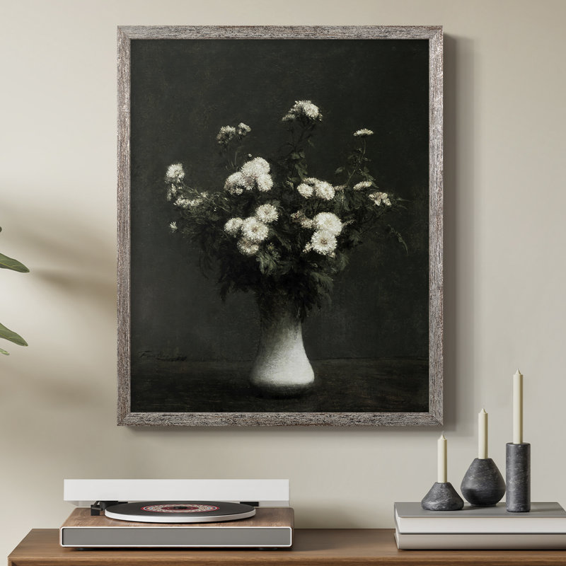 Impression florale vintage encadrée Lxxv - bois massif, H 11 po x l 9 po