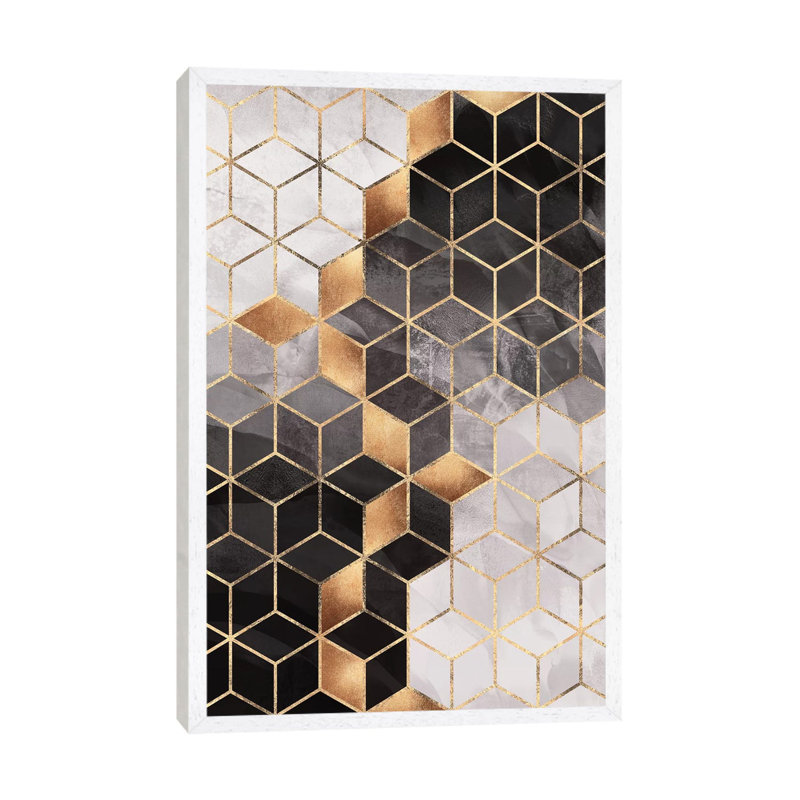 Smoky Cubes I - Print on Canvas, 101.6 cm H x 66.04 cm W, White Framed