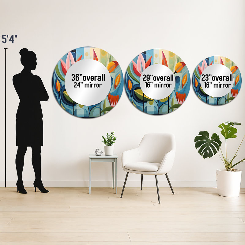 Miroir mural vert Mid Century, 29 po x 29 po