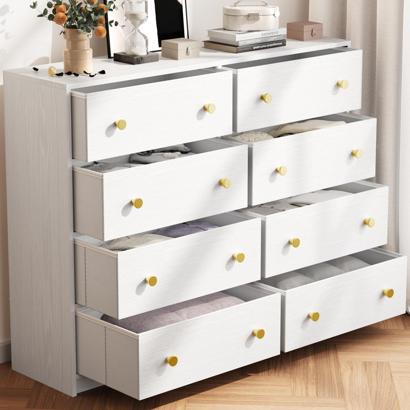 Bimlesh 114 cm W Chest of 8 Drawers, White