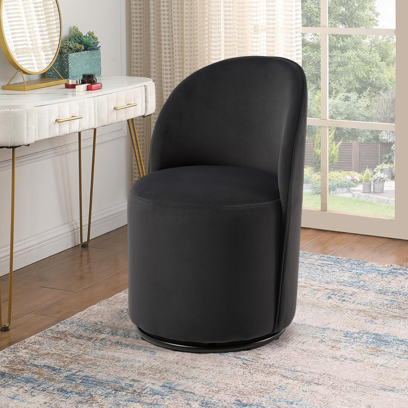 Upholstered Kitchen & Dining Room Barrel Chair, Black