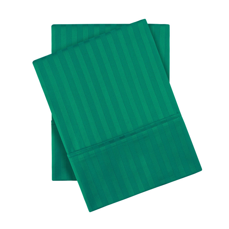 Ensemble de taies d'oreiller en satin de coton égyptien 300 fils Luxor Treasures, Standard, Vert forêt