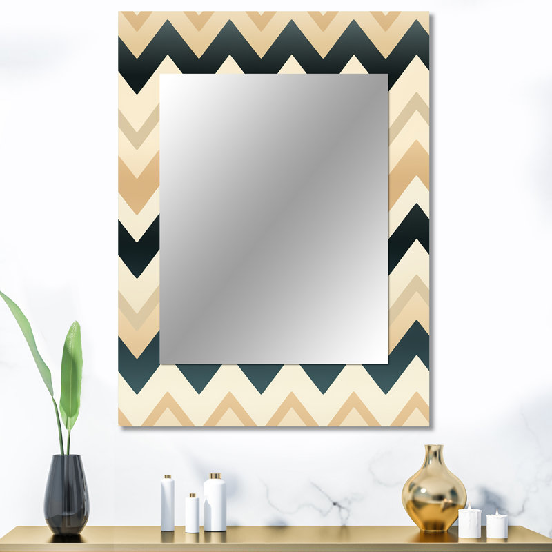 Deemah Ivory Boho Accents Chevron - miroir mural chevron décoratif, 40 po x 30 po