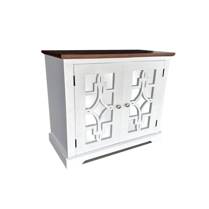 Armoire décorative en bois massif avec porte miroir et tablette