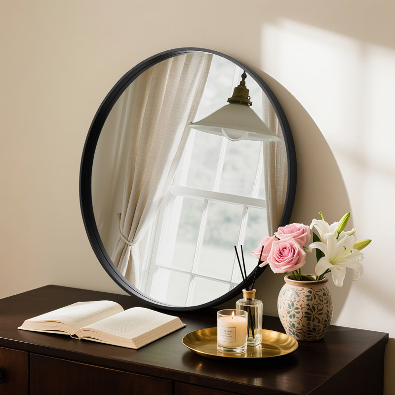 Miroir Karrina, 24 po x 24 po, Noir