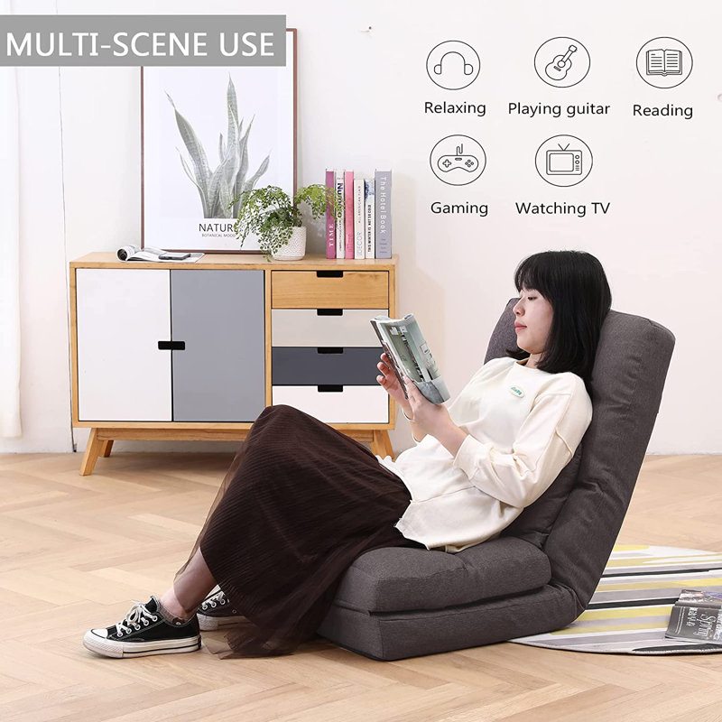 Isabelle & Max Reclining and Adjustable Height Floor Game Chair in Brown, Brown