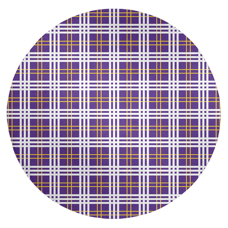 Tapis à carreaux mauve, Rond 5 pi
