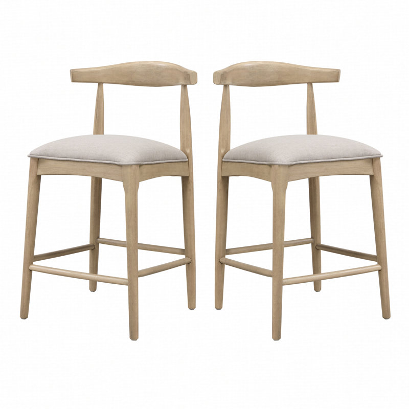 Ensemble de 2 tabourets de bar rembourrés en tissu d'inspiration Mid-Century, confortables et élégants pour un décor moderne