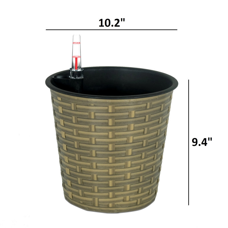 Jardinière naturelle de 10,2 po avec arrosage automatique - Ajoute de la beauté aux espaces intérieurs et extérieurs, Beige