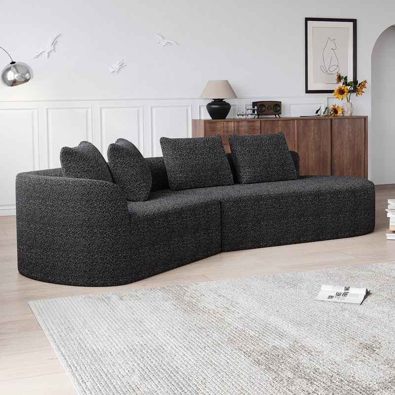 Canapé modulaire surdimensionné et rembourré Modern, Chenille noir