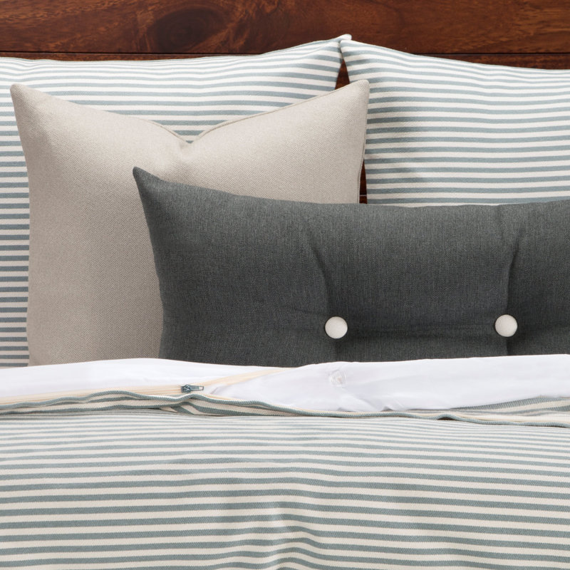 Striped Duvet Cover, Queen Duvet Cover + 2 Pillow Cases, Gray
