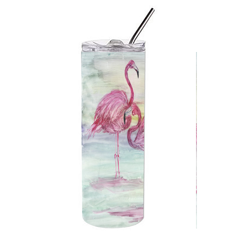 6432710C1C7F48A4B69362837F872ED8 de verre 20 oz en acier inoxydable à double paroi flamant roses