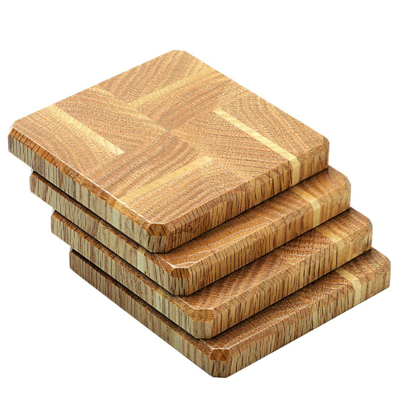 Wood Coaster Set With Holder