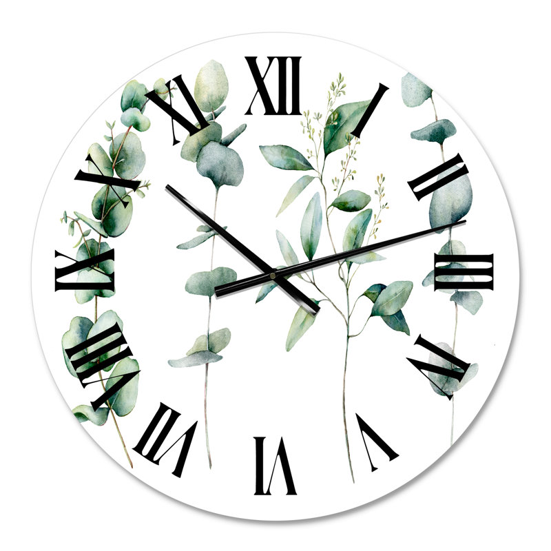 Green Eucalyptus Branches I - Horloge murale traditionnelle, Petit