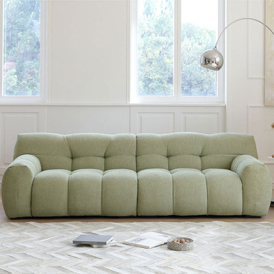 Canapé modulaire vert en coton et lin