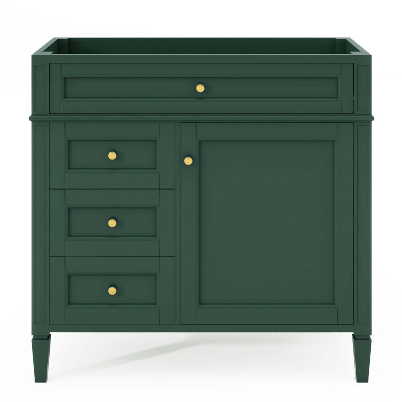 Meuble-lavabo de 36 po sans lavabo supérieur, armoire de rangement moderne avec 2 tiroirs et un tiroir basculant, structure en bois massif