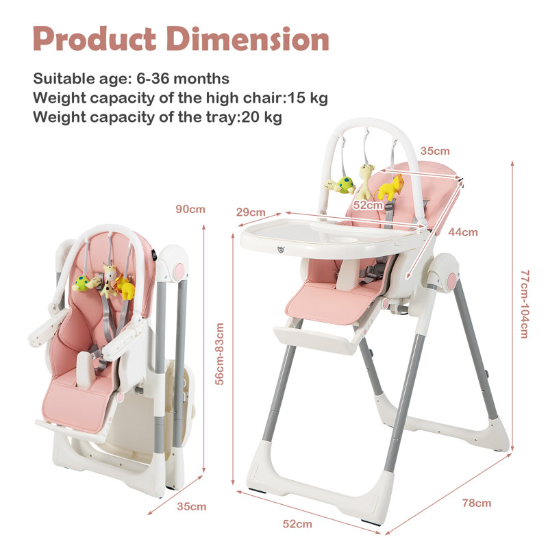 High Chair, Pink/White
