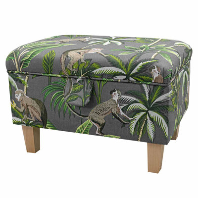50.8cm Wide Rectangle Floral Footstool Ottoman with Storage