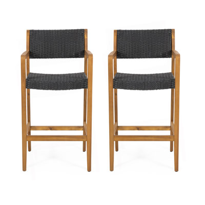 Patio Wicker & Wood Bar Stool