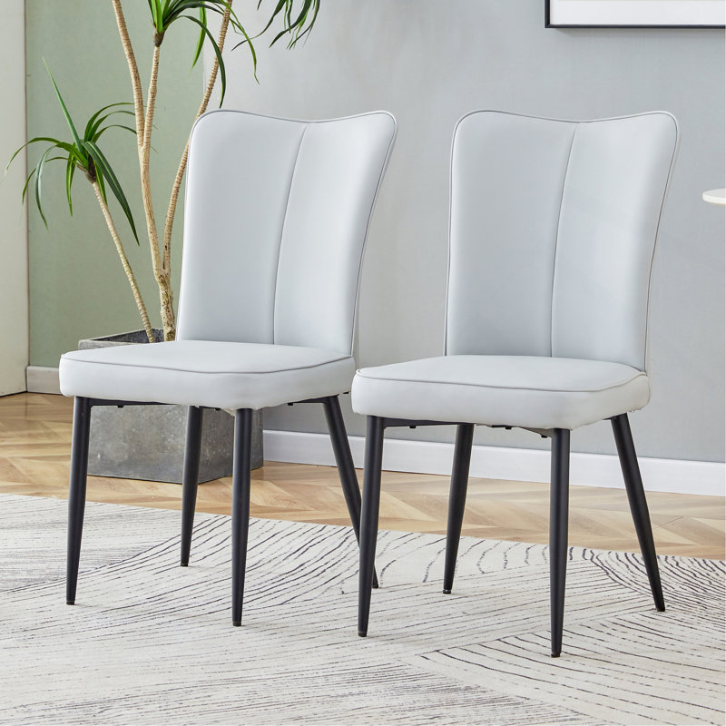 Ensemble de chaises de bureau et de salle à manger moderne et minimaliste, 2 pièces, siège en polyuréthane, pieds en métal, utilisation polyvalente
