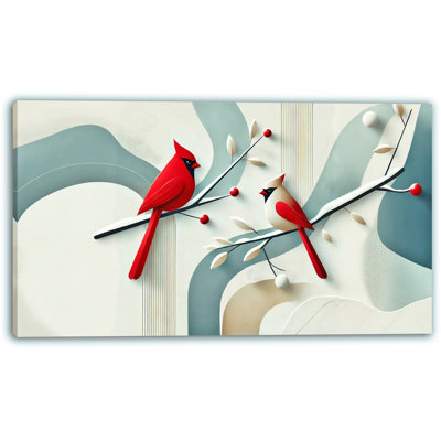Abstract Cardinals in Winter Wrapped Canvas Print Wall Art