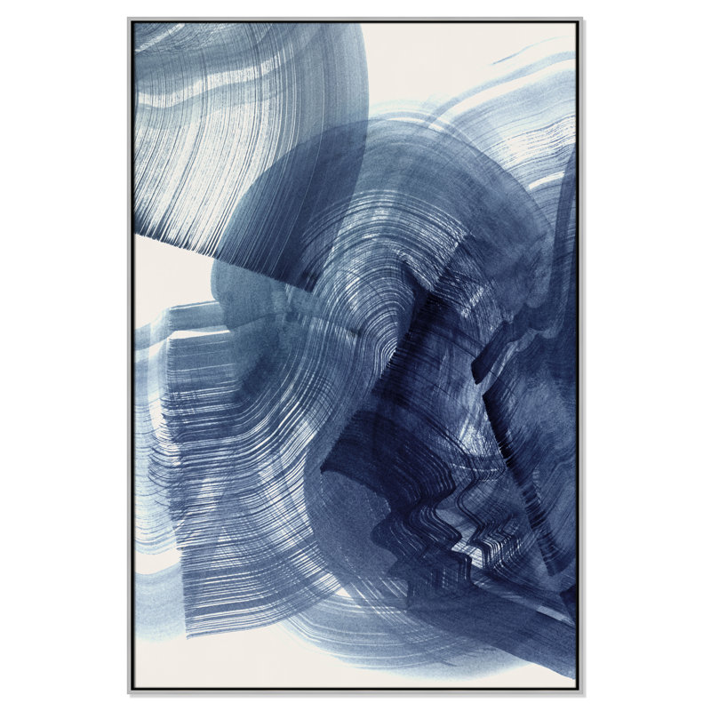 Indigo Crescendo I, impression par , Flottant argenté, H 61,5 po x l 41,5 po