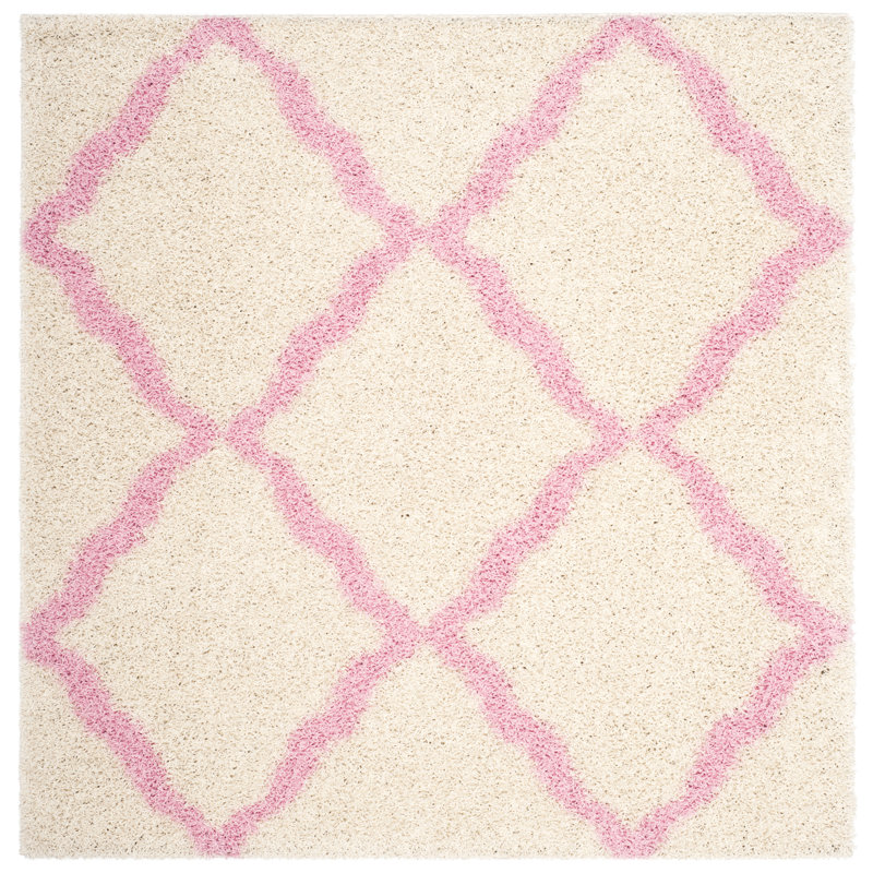 Tapis à poils longs Alonnah, Carré 4 pi, Rose