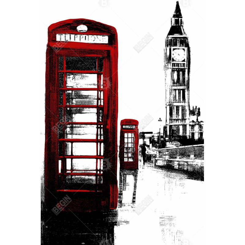 Cabine téléphonique et toile Big Ben | London Home Decor, H 36 po x l 24 po