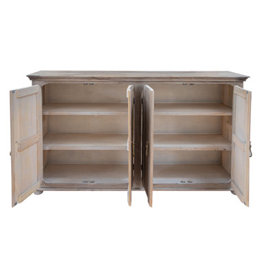 72" Sand Solid and Manufactured Wood Distressed Credenza