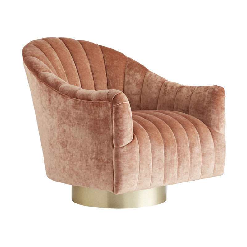 Springsteen Swivel Barrel Chair, Dusty Rose Velvet